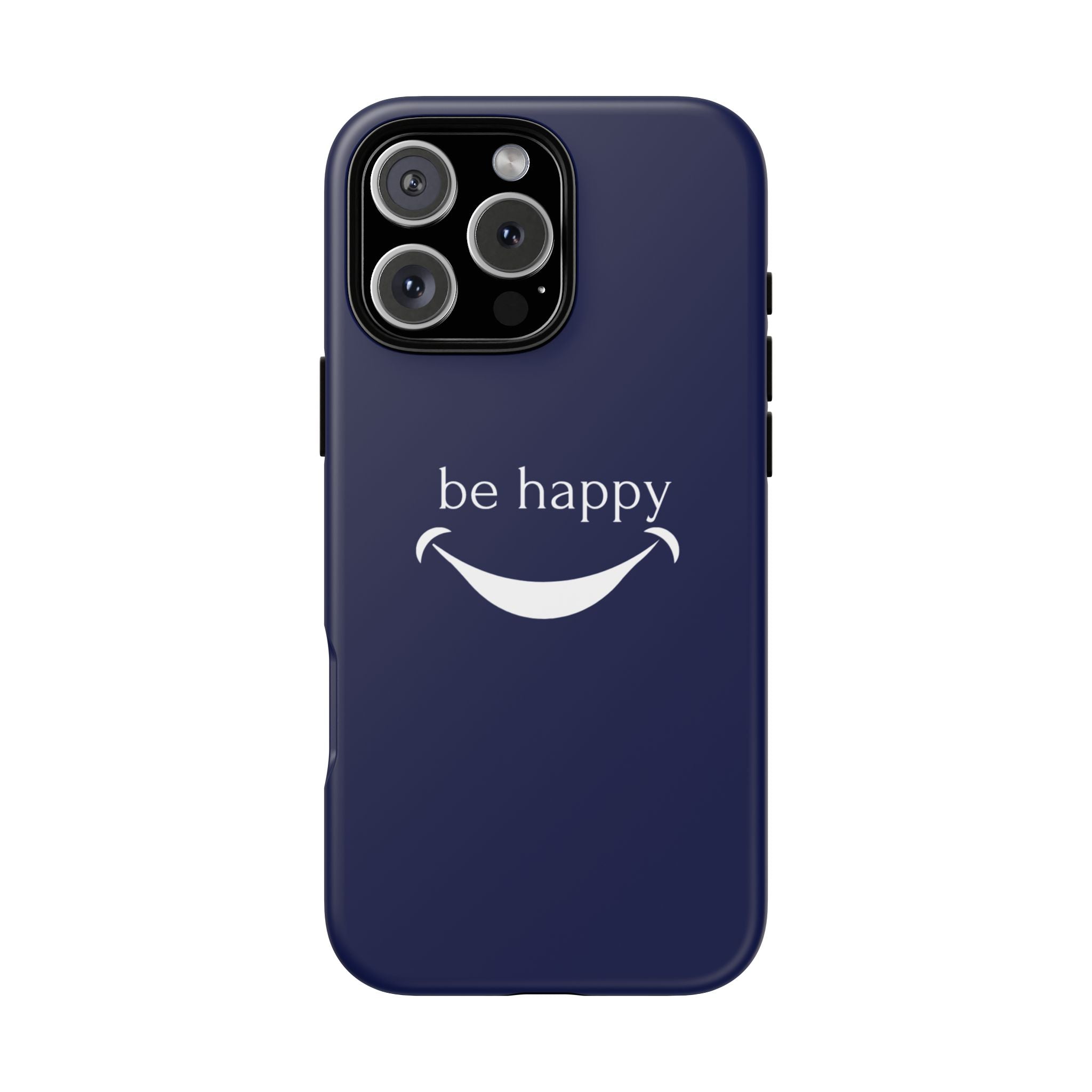 Phone Case — 'be happy' Minimal Navy Protective Case