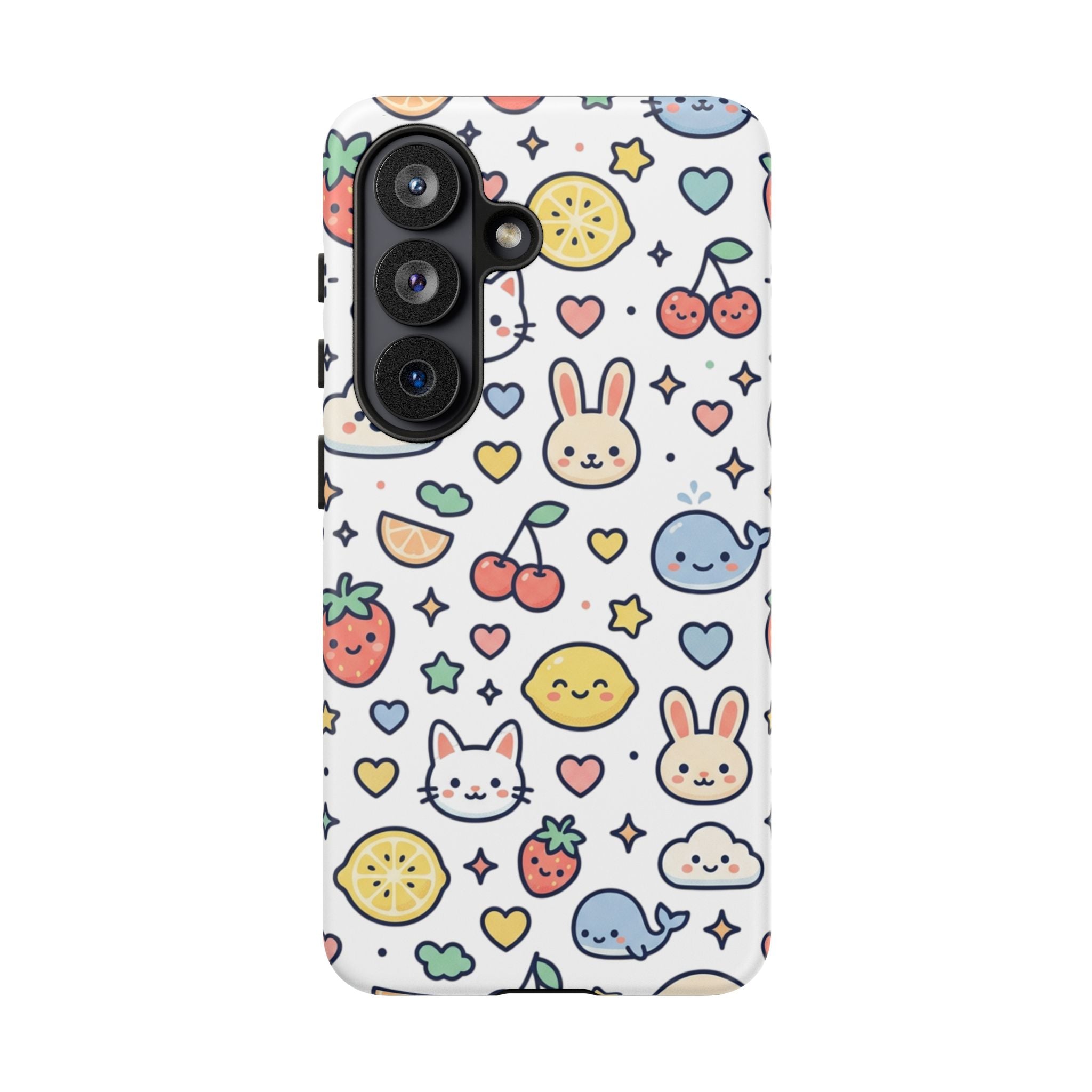 Cute Kawaii Pattern Phone Case — Bunny, Cat, Fruit & Cloud Tough Case