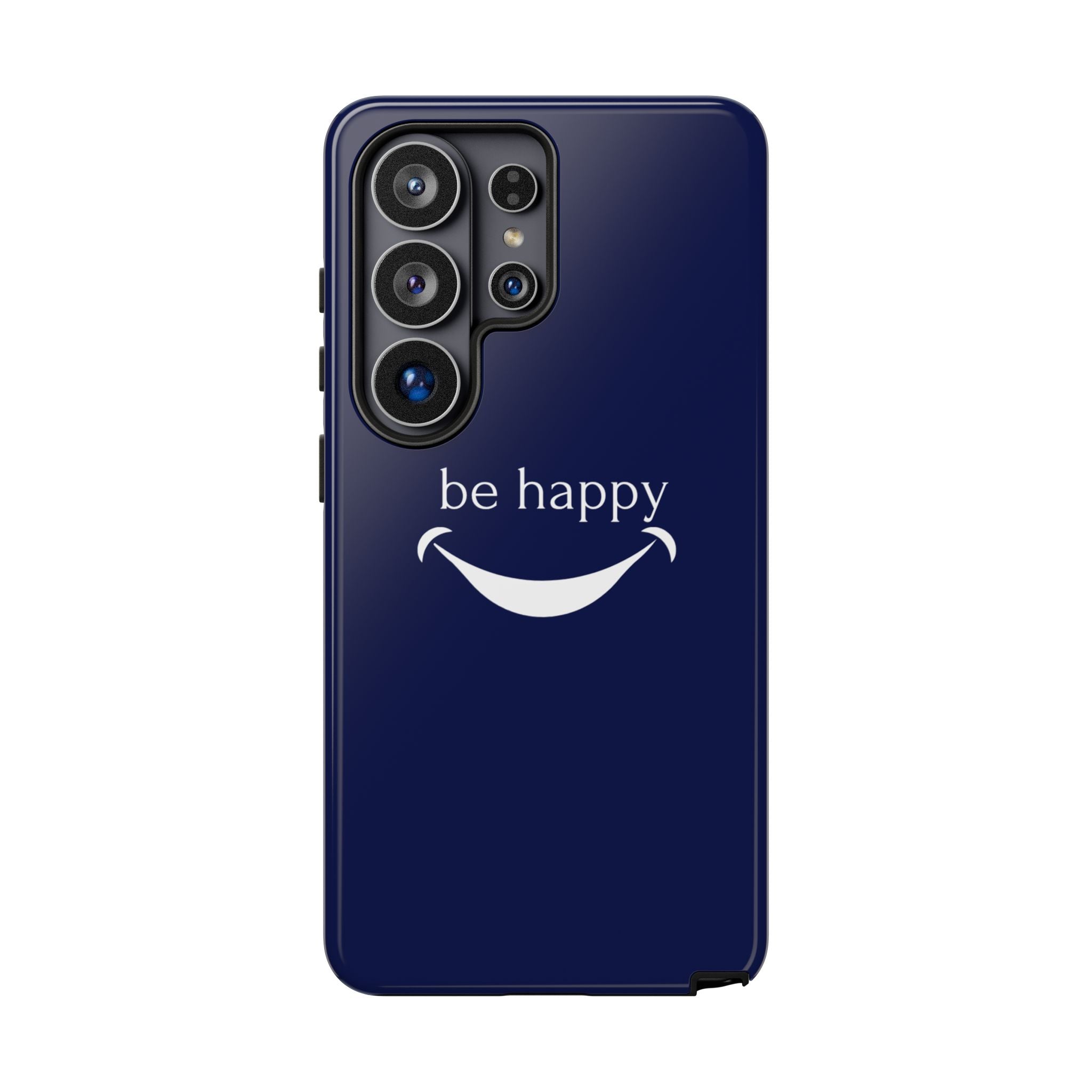 Phone Case — 'be happy' Minimal Navy Protective Case