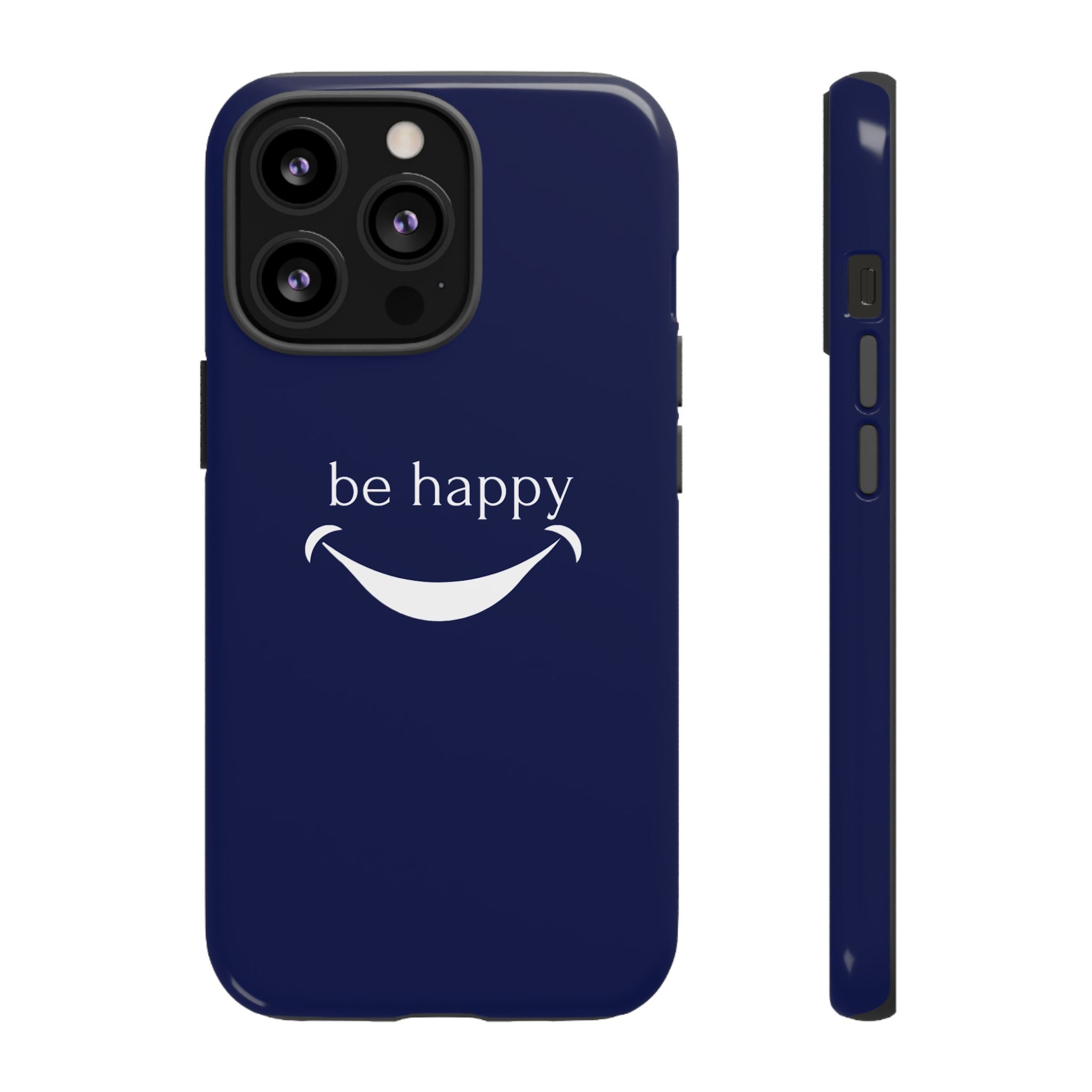 Phone Case — 'be happy' Minimal Navy Protective Case