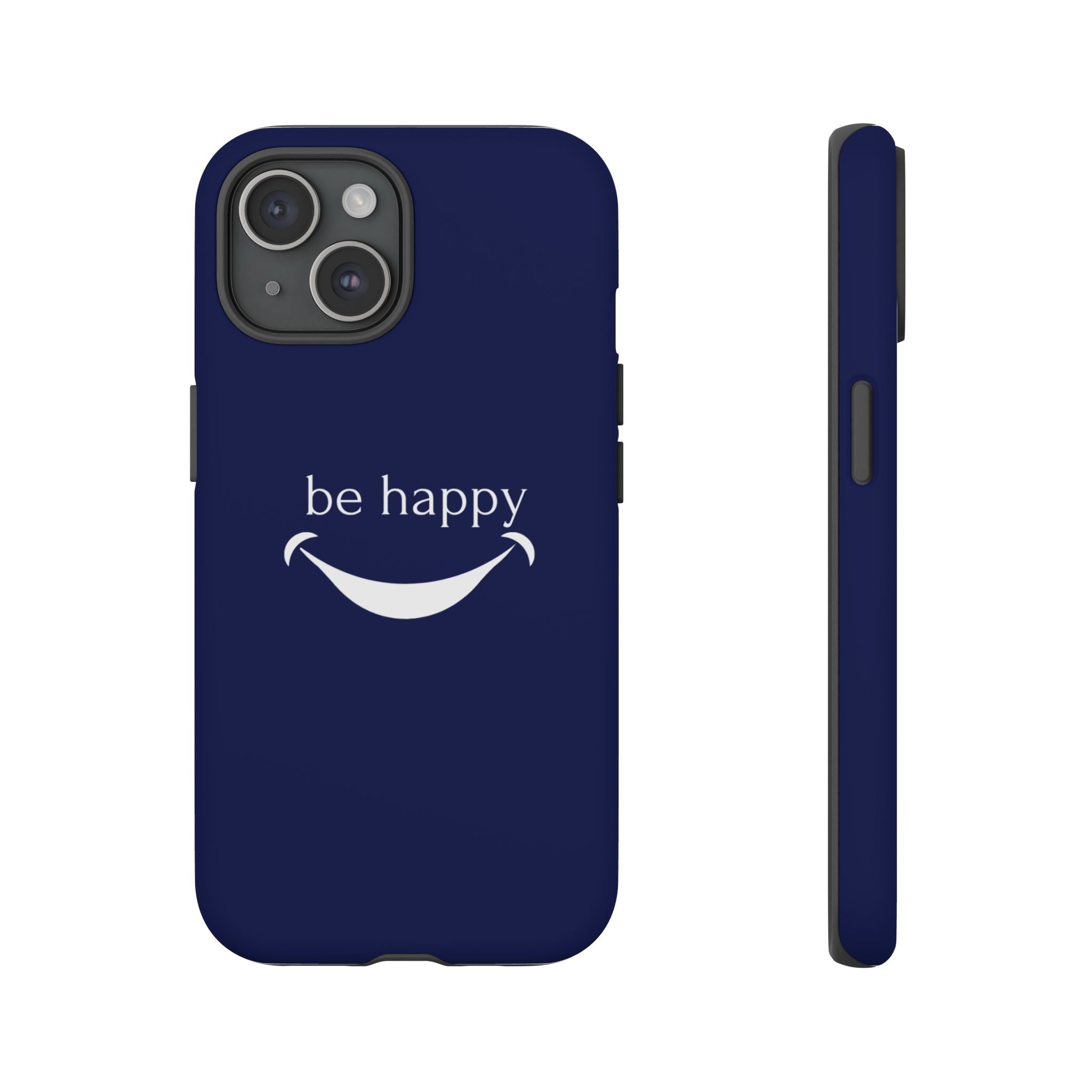 Phone Case — 'be happy' Minimal Navy Protective Case