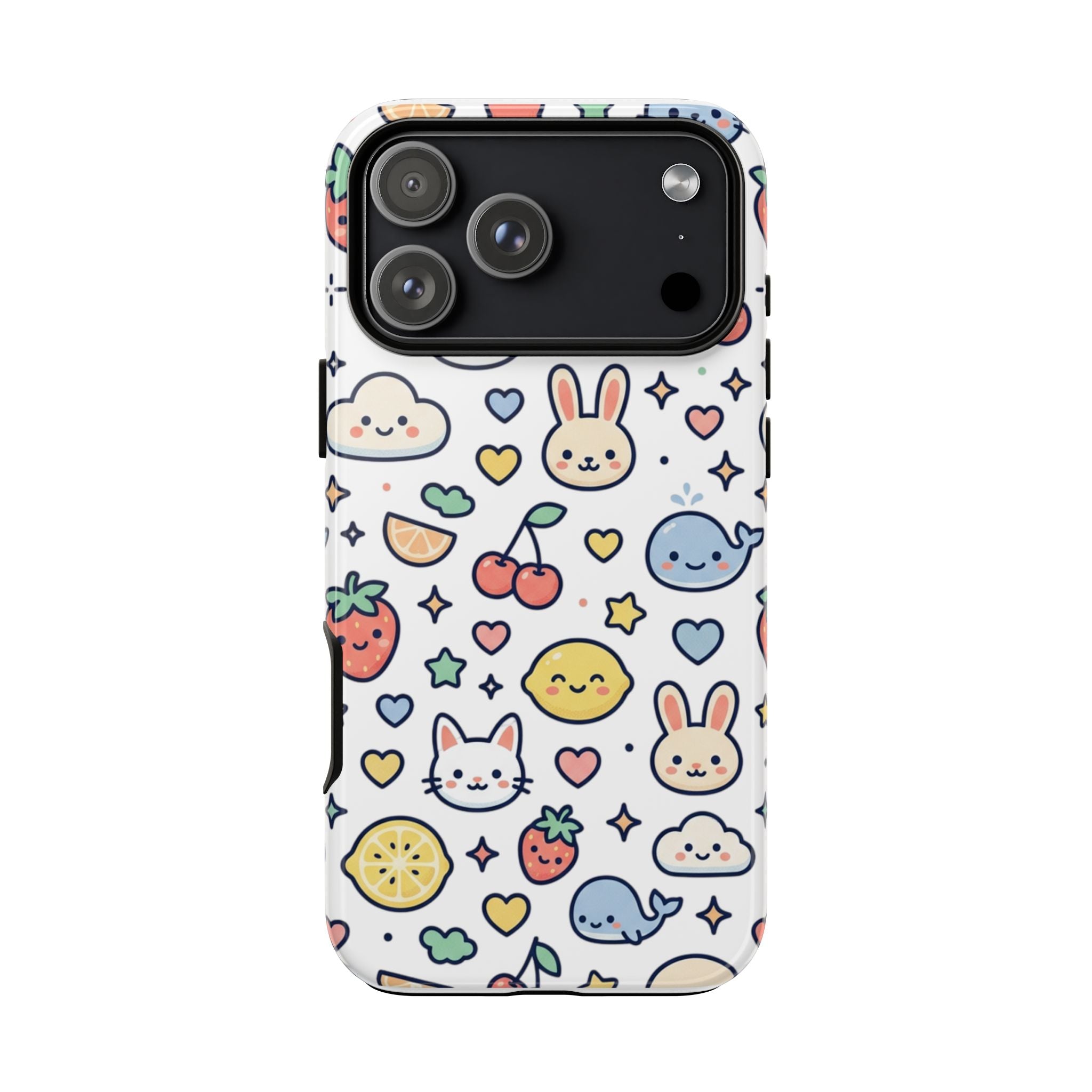 Cute Kawaii Pattern Phone Case — Bunny, Cat, Fruit & Cloud Tough Case