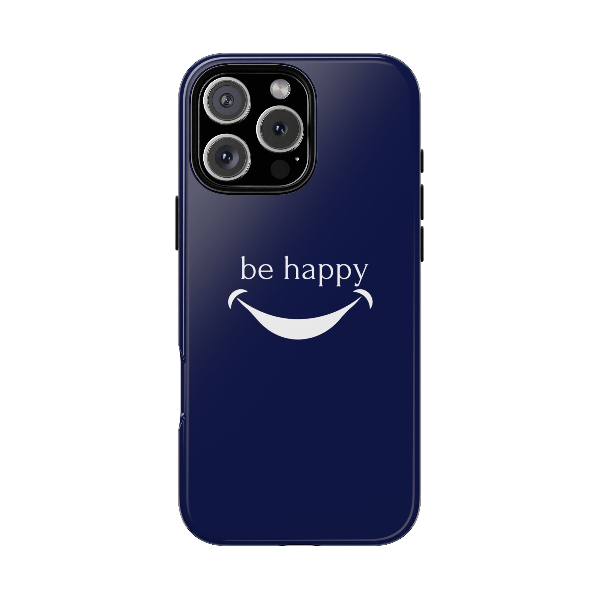 Phone Case — 'be happy' Minimal Navy Protective Case
