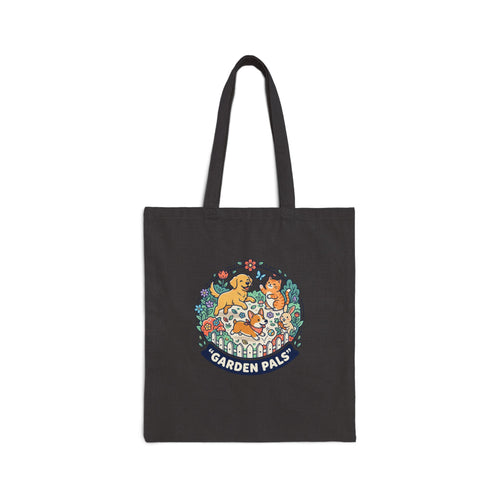 Garden Pals Canvas Tote Bag – Cute Floral Dogs & Cats Eco Market Bag