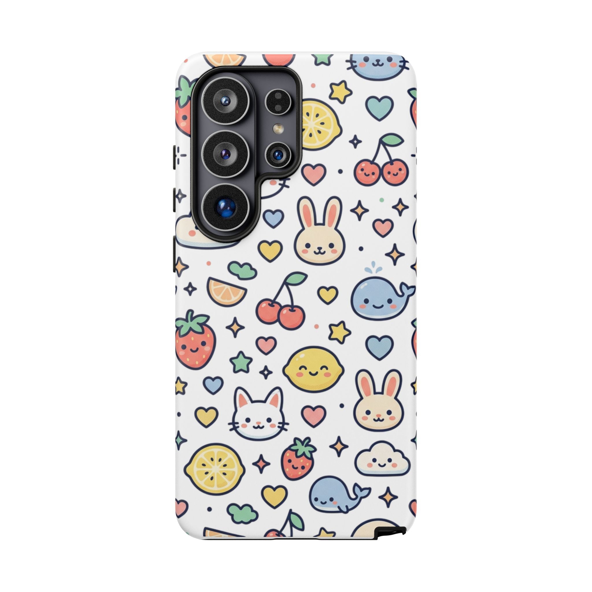 Cute Kawaii Pattern Phone Case — Bunny, Cat, Fruit & Cloud Tough Case