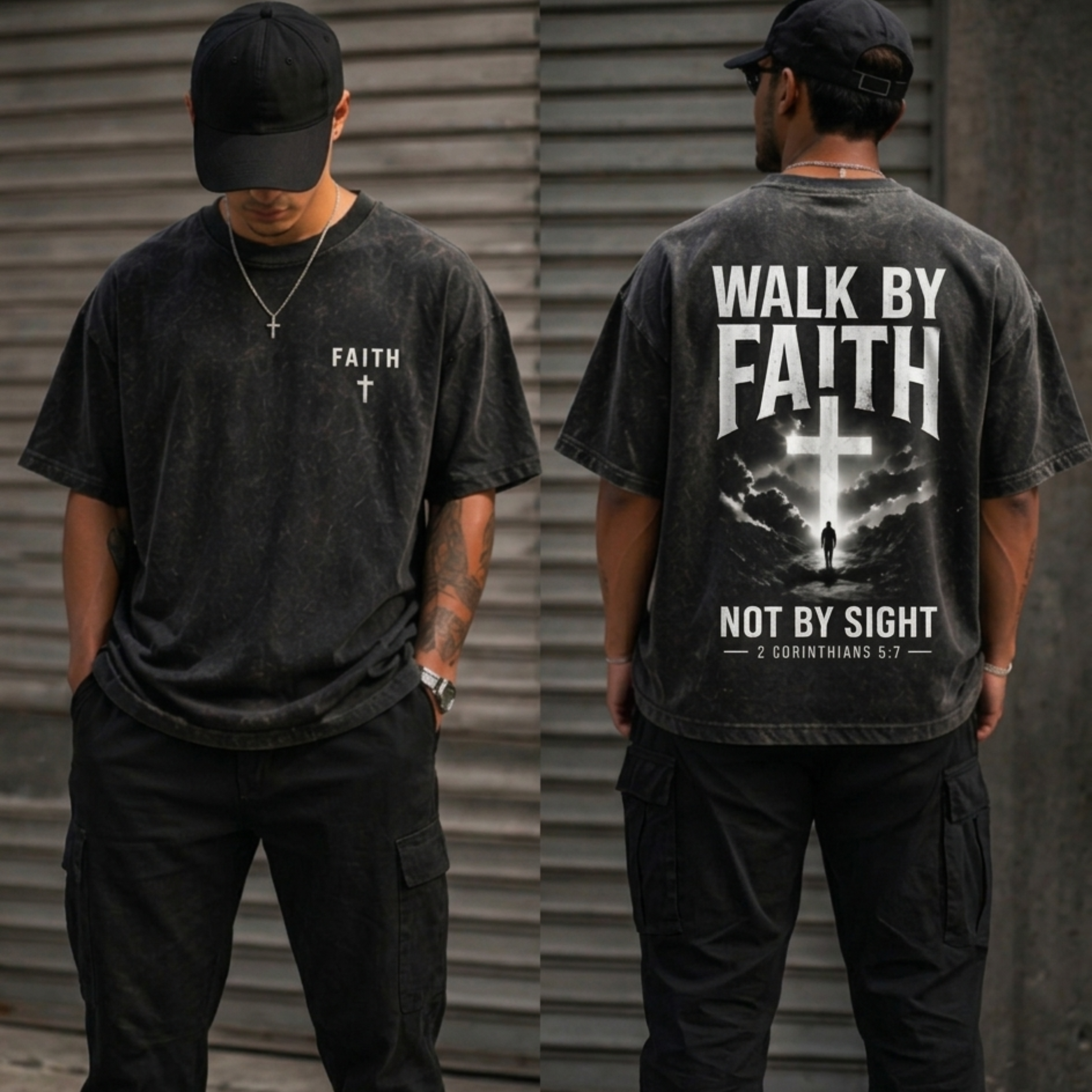 Walk By Faith" Premium Drop-Shoulder Graphic Tee