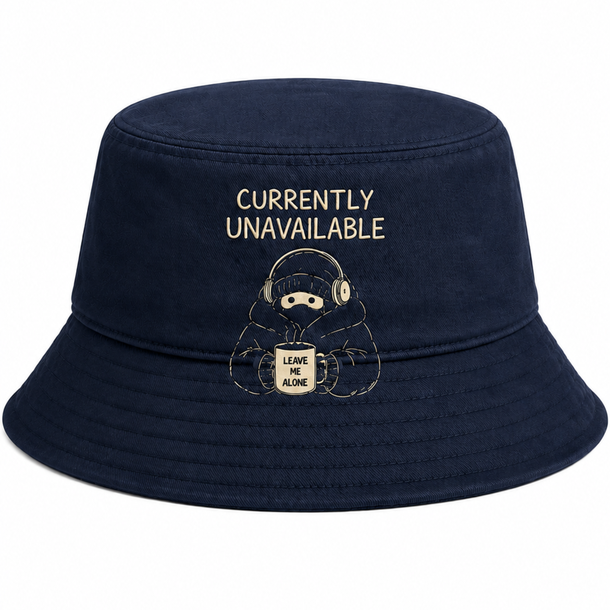 Currently Unavailable Bucket Hat — Embroidered Sloth Graphic | Introvert Gift | Leave Me Alone Funny Bucket Hat