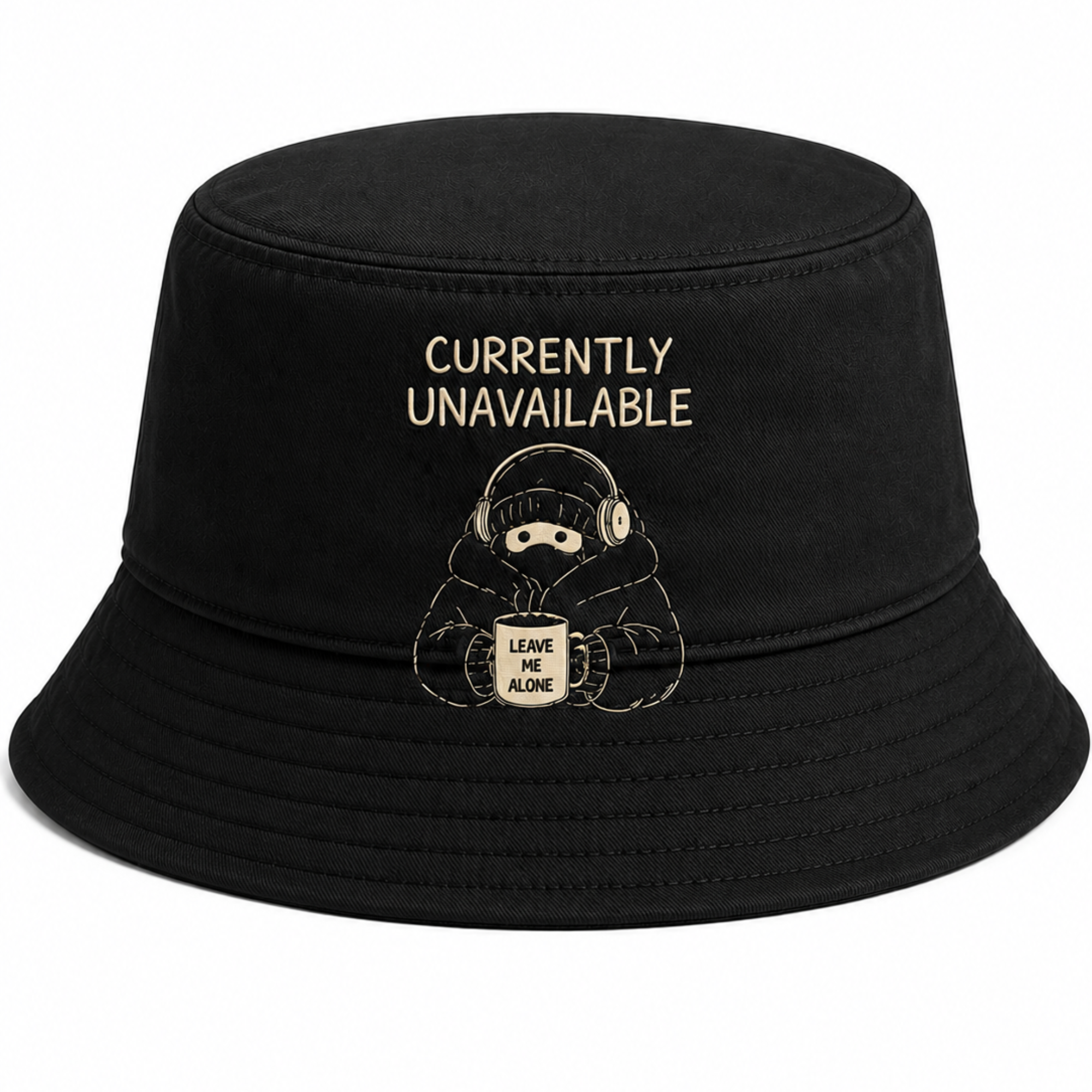 Currently Unavailable Bucket Hat — Embroidered Sloth Graphic | Introvert Gift | Leave Me Alone Funny Bucket Hat