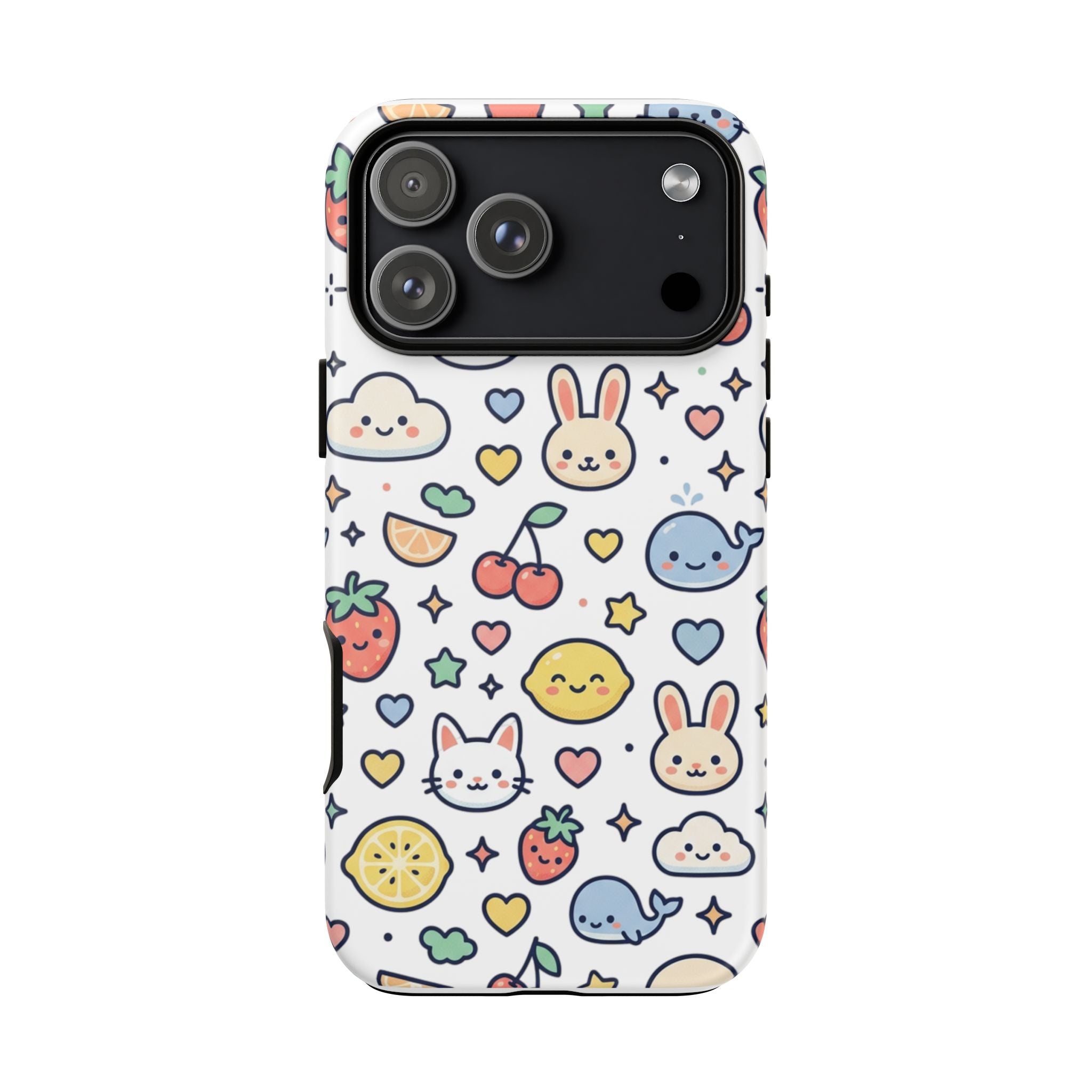 Cute Kawaii Pattern Phone Case — Bunny, Cat, Fruit & Cloud Tough Case