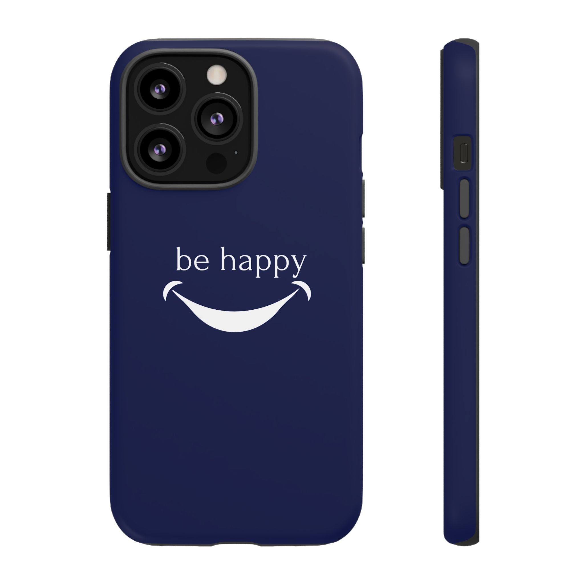 Phone Case — 'be happy' Minimal Navy Protective Case