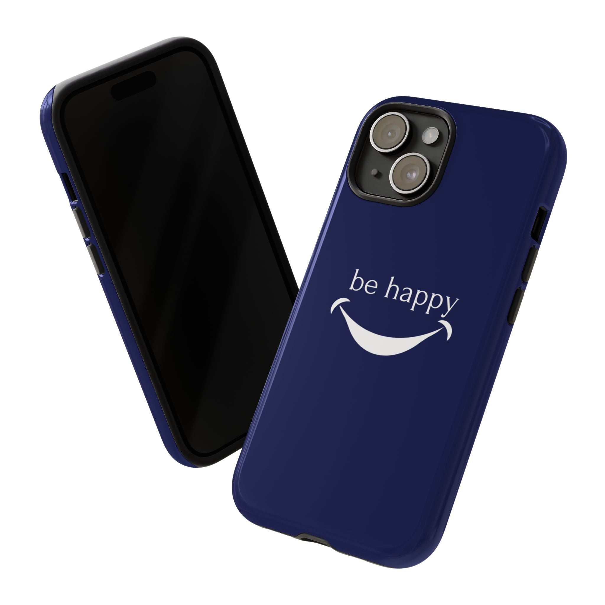 Phone Case — 'be happy' Minimal Navy Protective Case