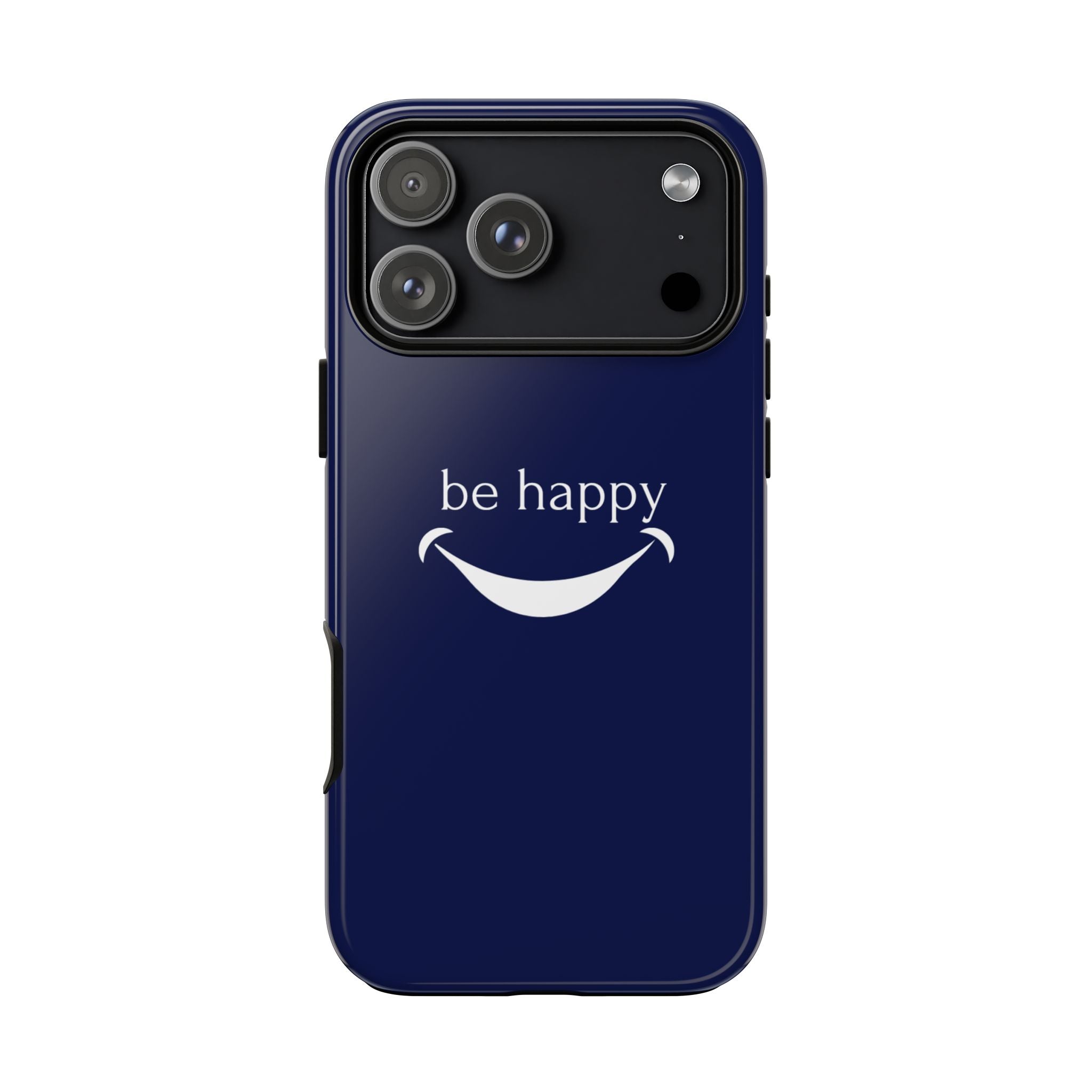 Phone Case — 'be happy' Minimal Navy Protective Case