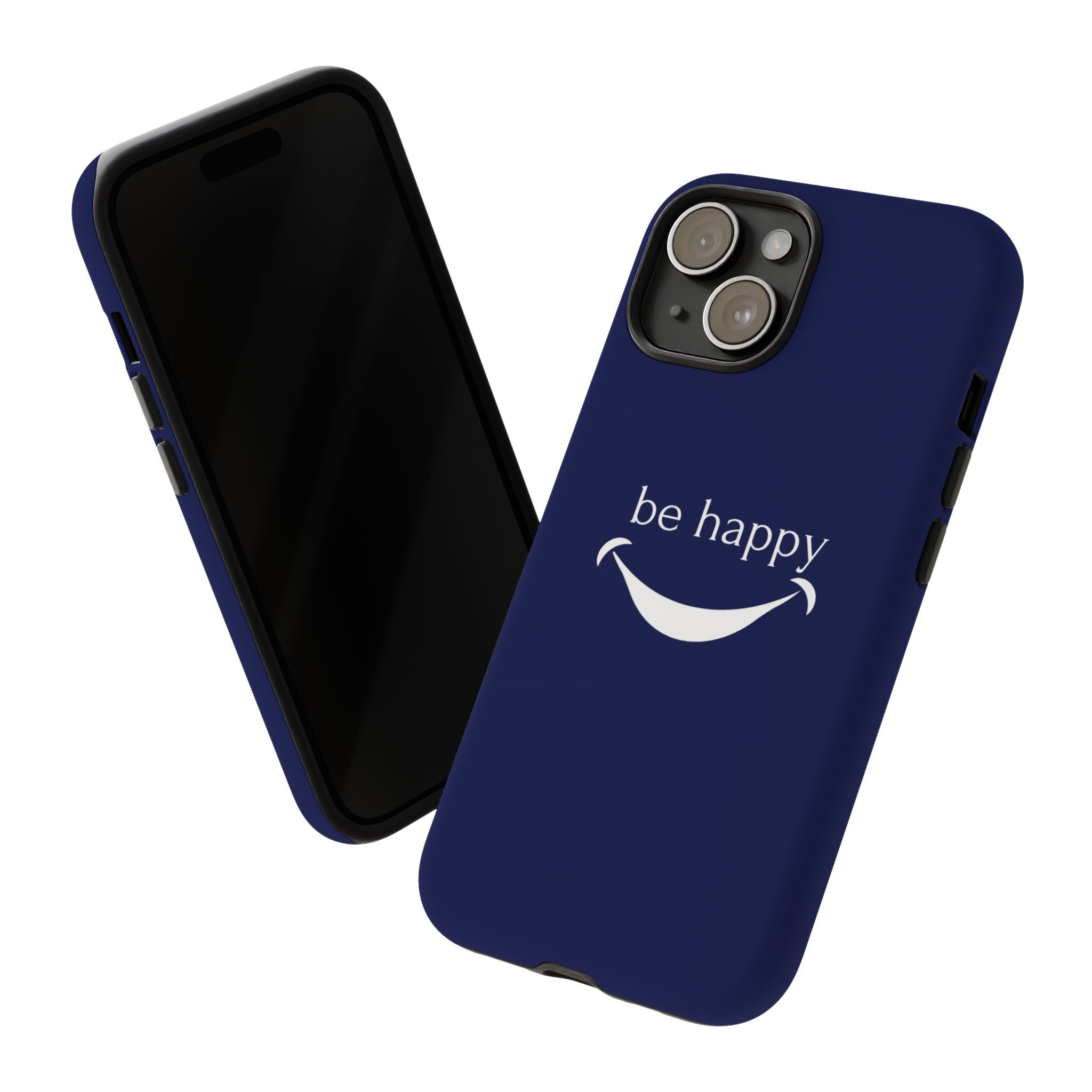 Phone Case — 'be happy' Minimal Navy Protective Case