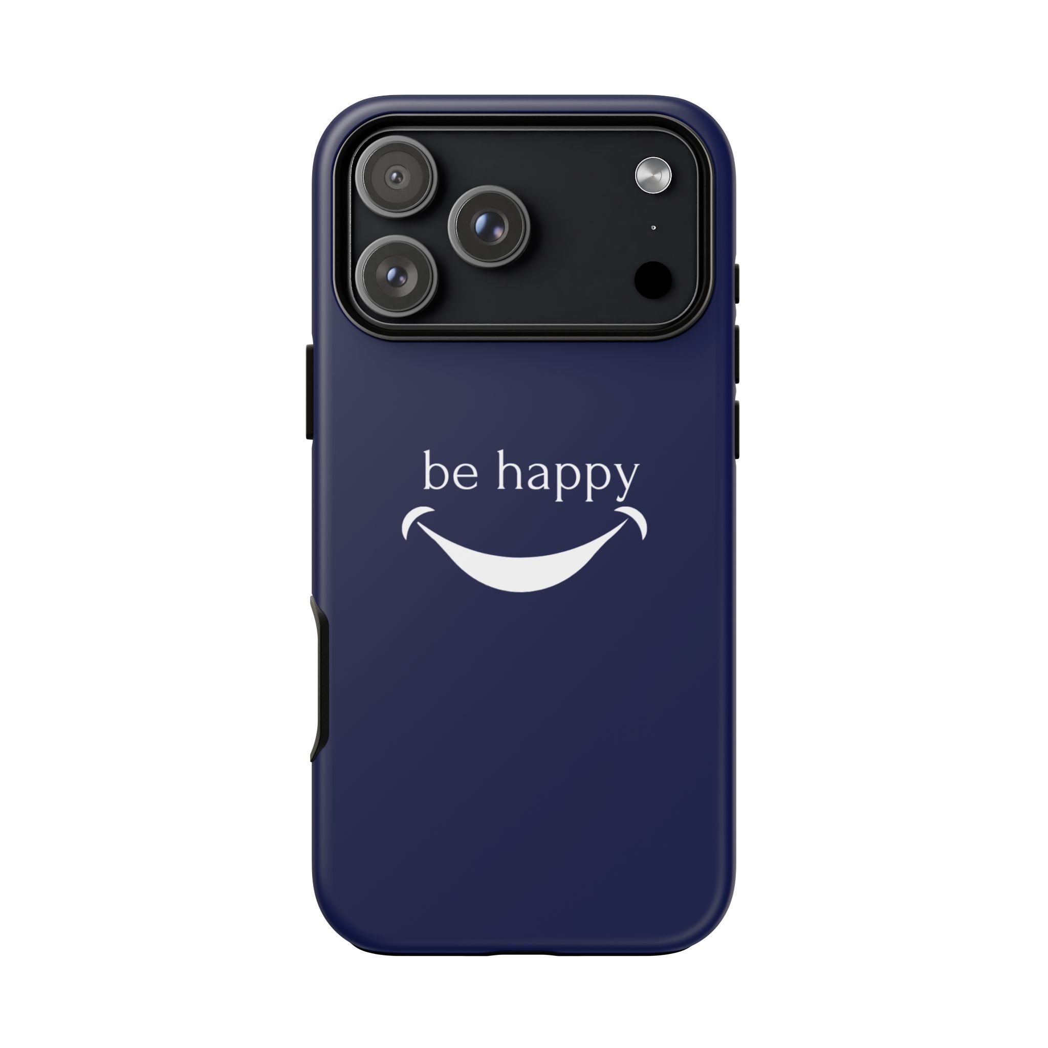 Phone Case — 'be happy' Minimal Navy Protective Case
